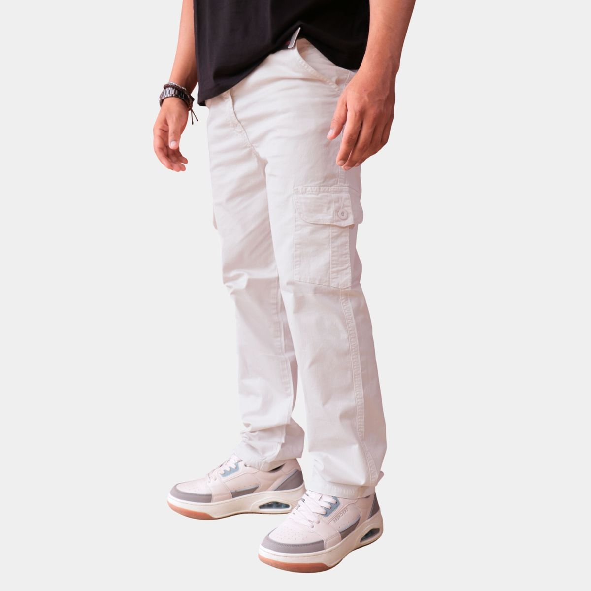 YONISTERS CLOTHING - Pantalon Cargo Algodon Drill Moda Urbana - Papel