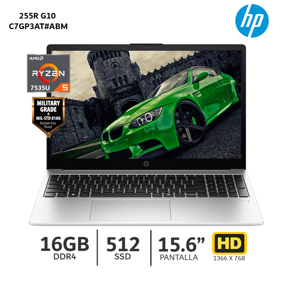 HP - Laptop HP 255R G10 Ryzen 5 7535U / 16GBb Ram / 512Gb SSD / 15.6” HD – C7GP3AT#ABM