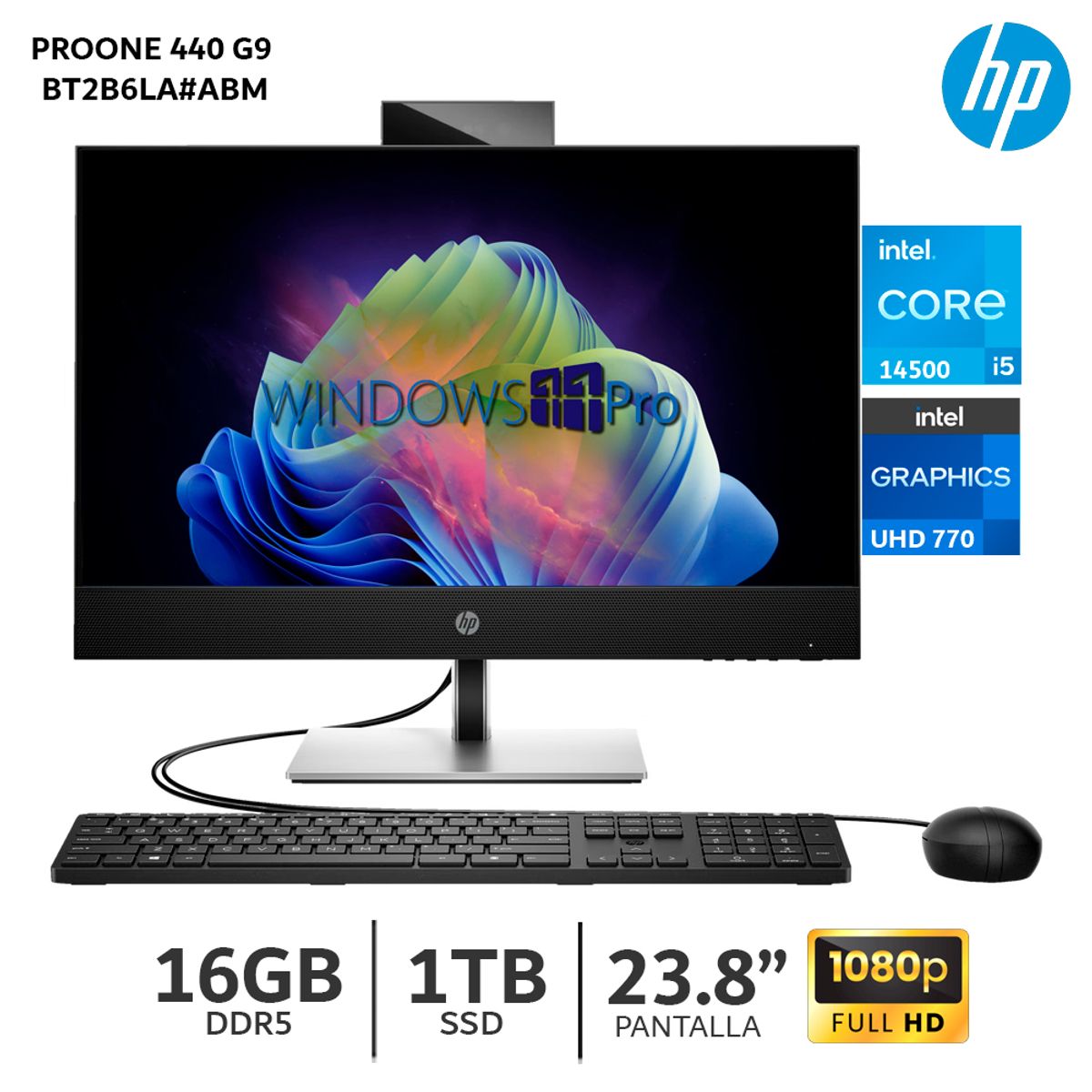 HP - All-in-One HP ProOne 440 G9 23.8” Core i5-14500 / 16Gb Ram / 1TB SSD – BT2B6LA#ABM