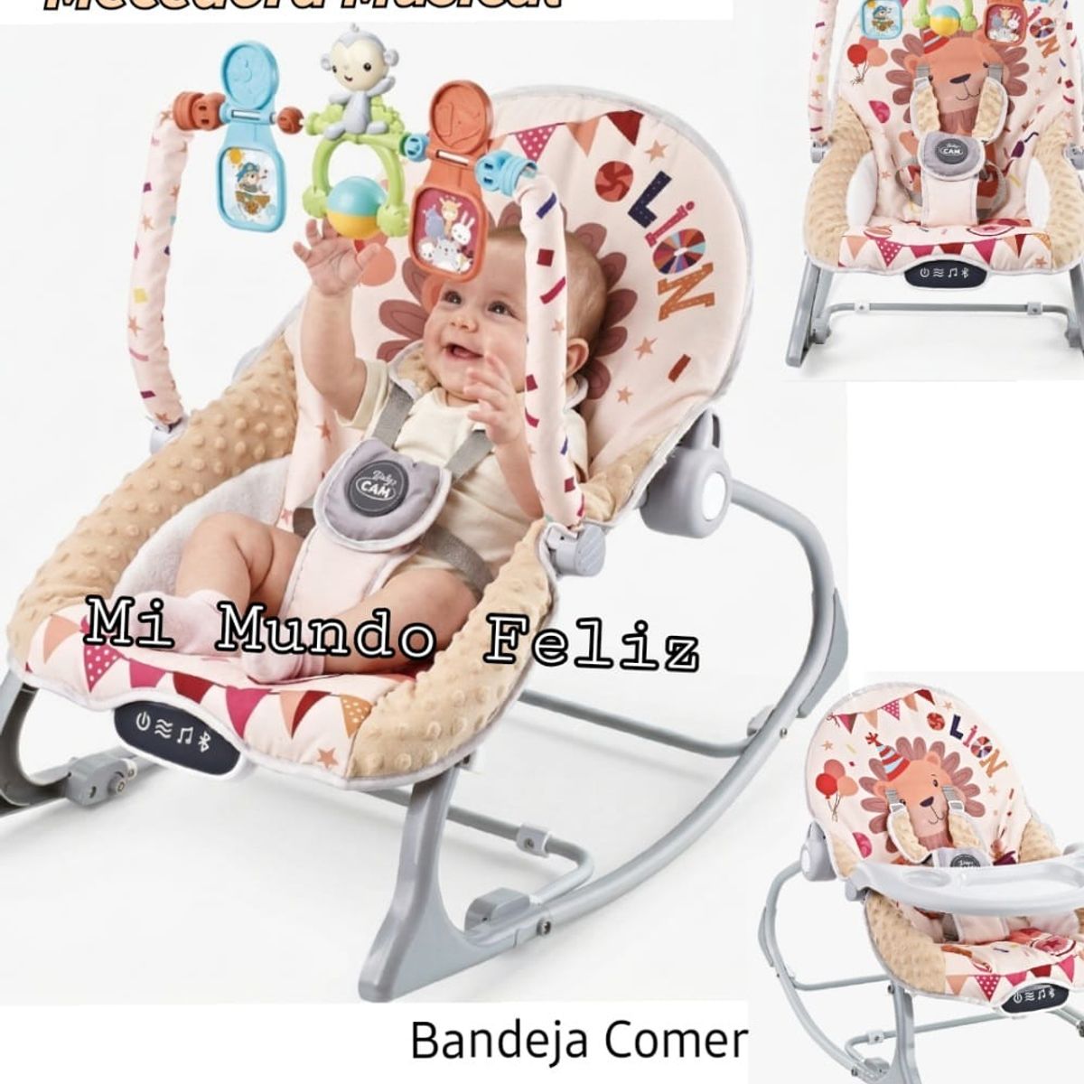 BABY CAM - Mecedora de Bebe Multifuncion Musical Bluetooth Beige