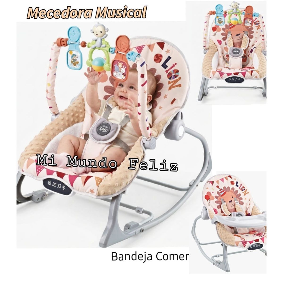BABY CAM - Mecedora de Bebe Multifuncion Musical Bluetooth Beige