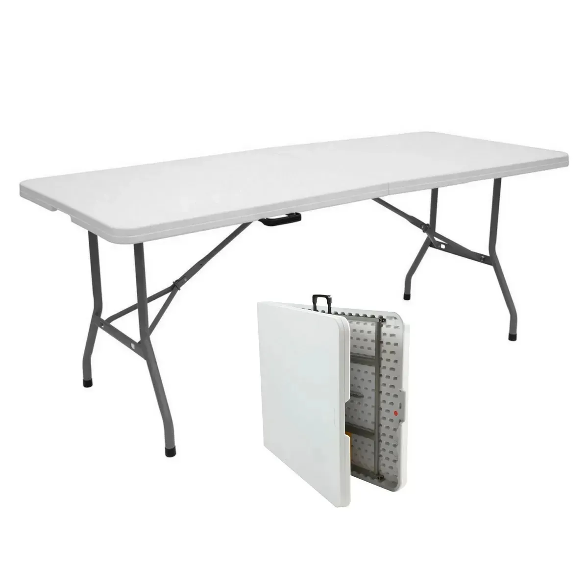 GENERICO - Mesa Plegable Rectangular Blanco 180x76x74 Cm