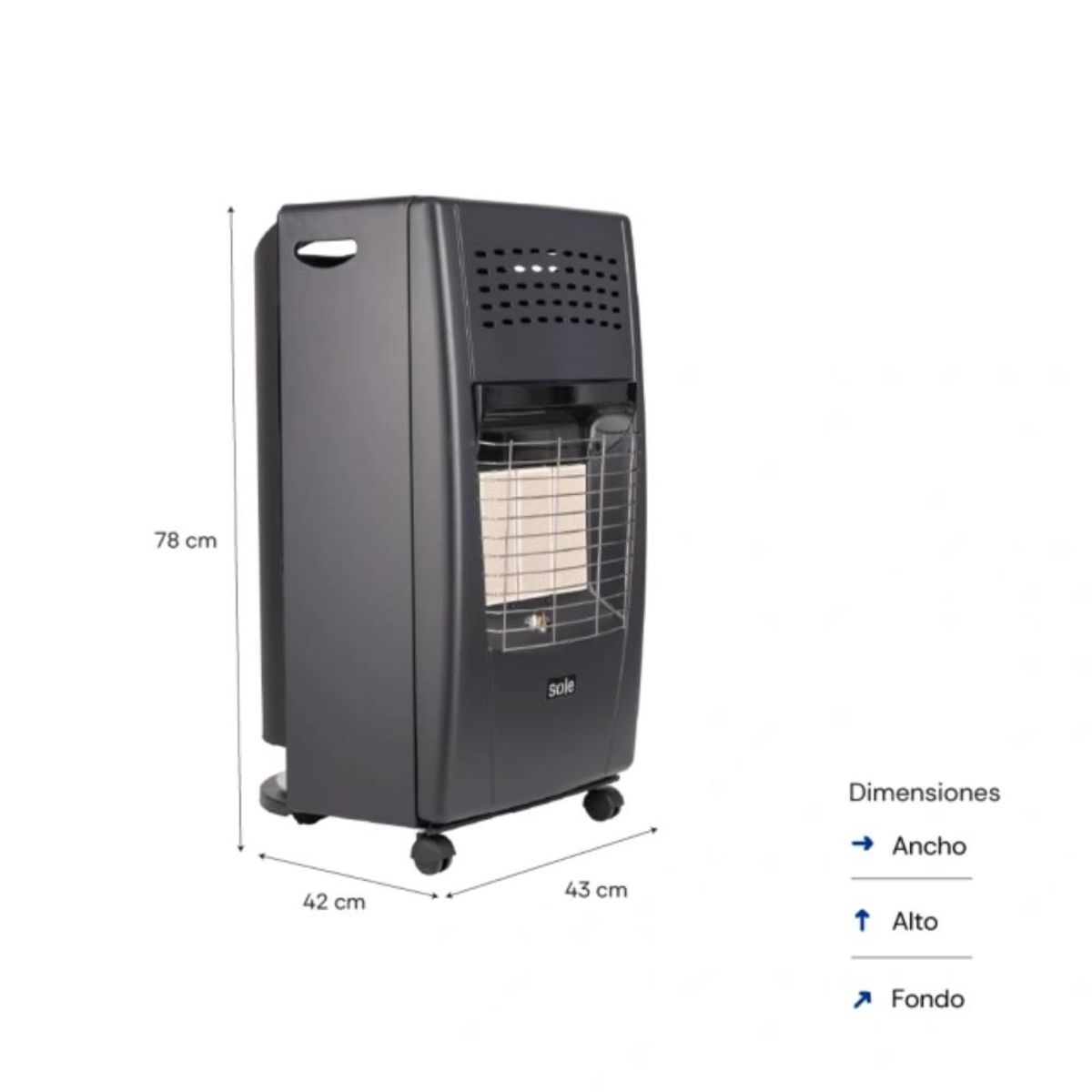 SOLE - Estufa a Gas Infrarroja Sole GLP 4200W para Altura ESOLG003  Calefacción Potente y Eficiente