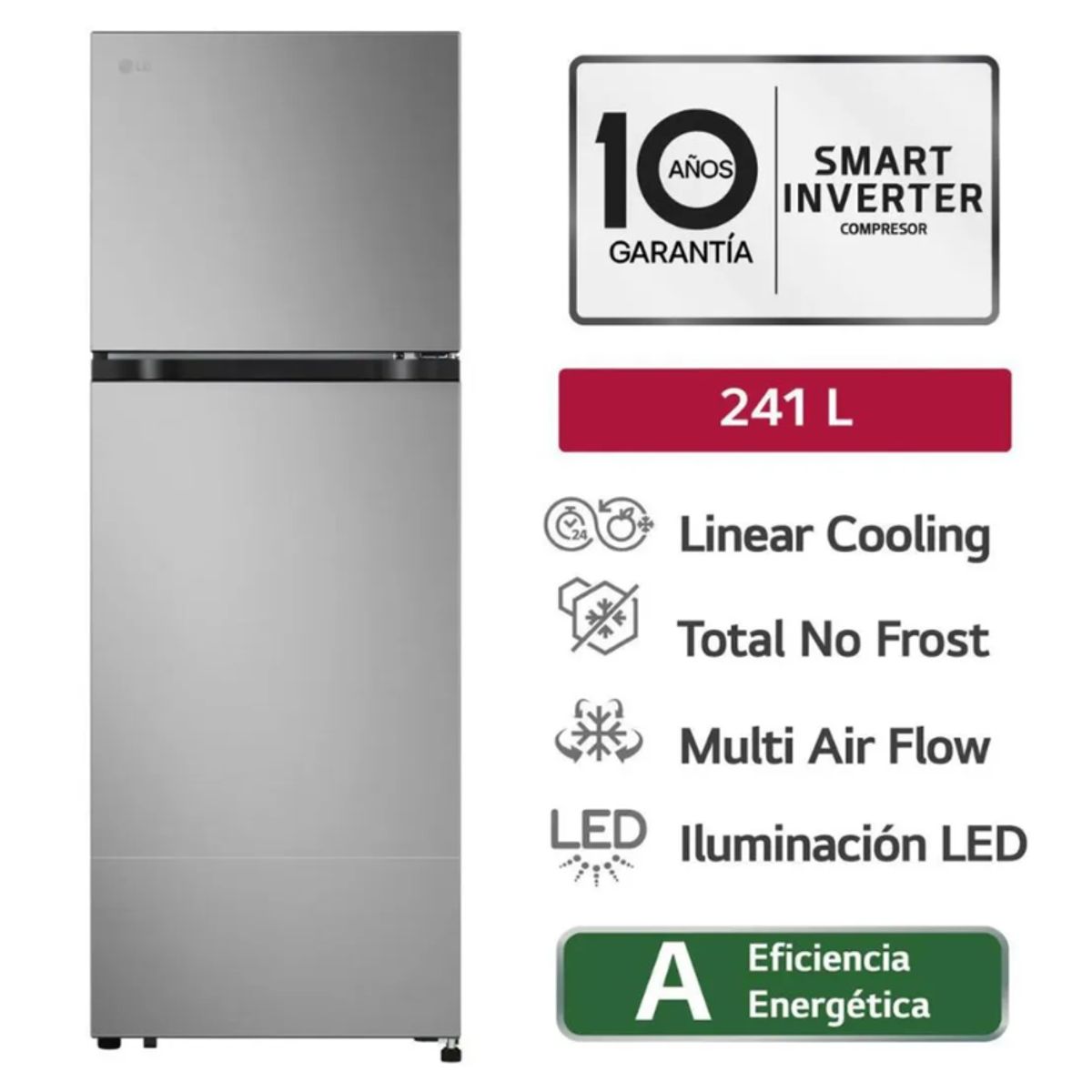 LG - Refrigeradora LG 241L No Frost VT24BPY Plateado