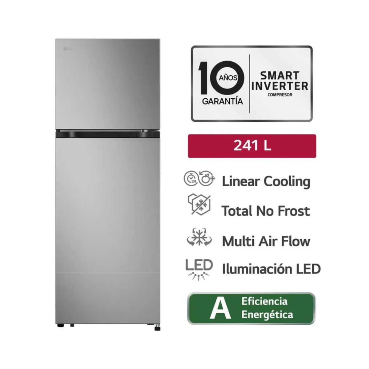 LG - Refrigeradora LG 241L No Frost VT24BPY Plateado