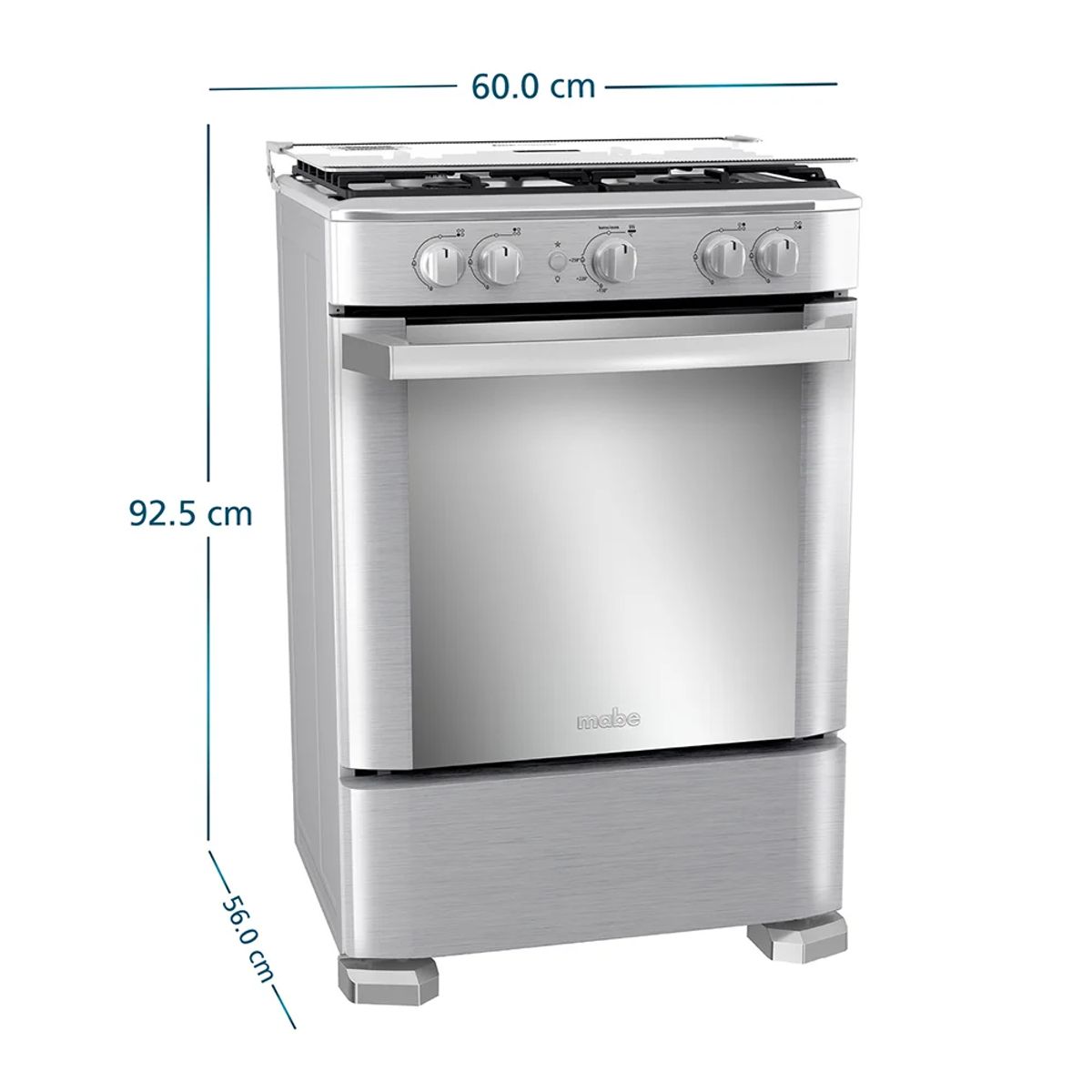 MABE - Cocina de pie 4 Hornillas a Gas Inoxidable Mabe CMP6030FX1