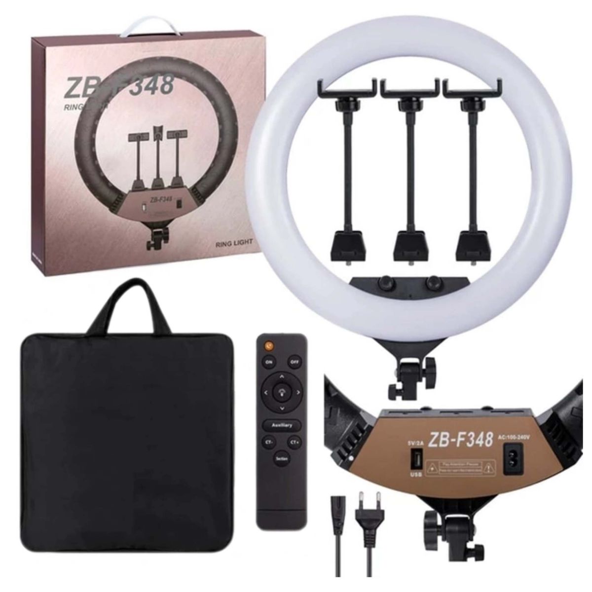 Aro De Luz Led Regulable 18 45cm Profesional Con 3 Soportes De Celular Y  Control Remoto, marca SEISA - Foto Principal