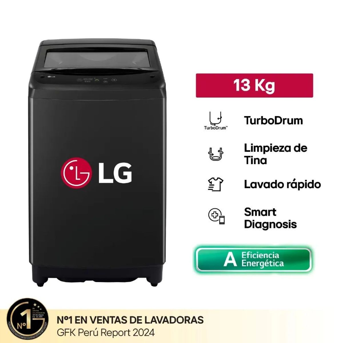 LG - Lavadora LG Carga Superior 13Kg WT13OBVTB Negro