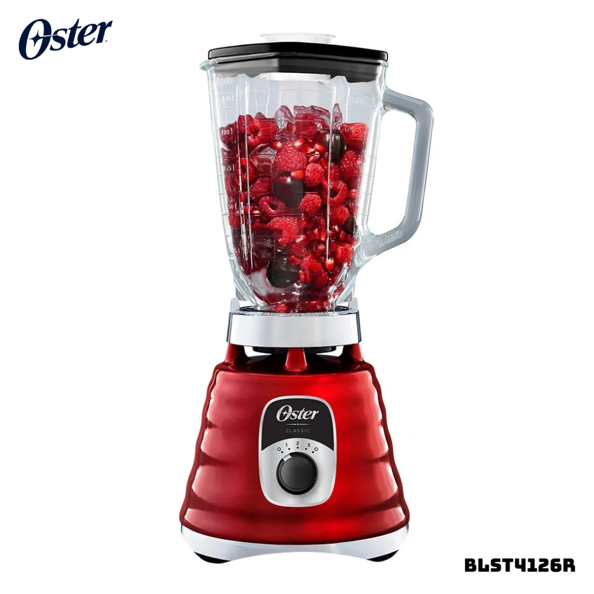 OSTER - LICUADORA CLASICA OSTER 3 VELOCIDADES 1000W CROMADA ROJA - BLST4126R + PLANCHA OSTER