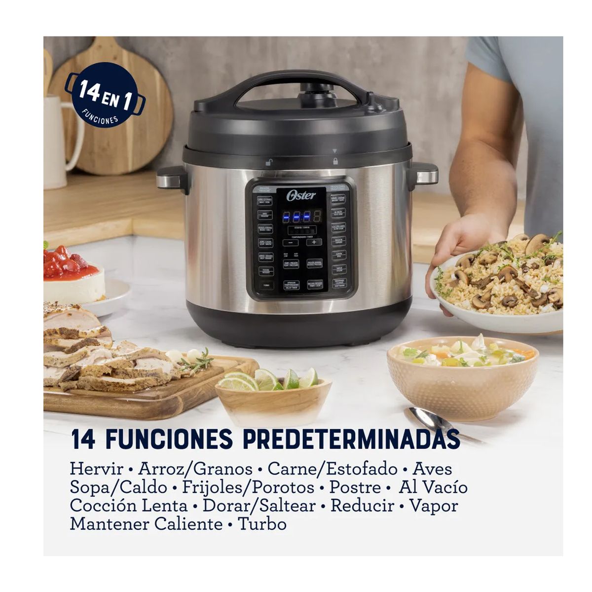 OSTER - Multiolla Turbo DiamondForce 14 Funciones 7.5L CKSTPCECT75DF