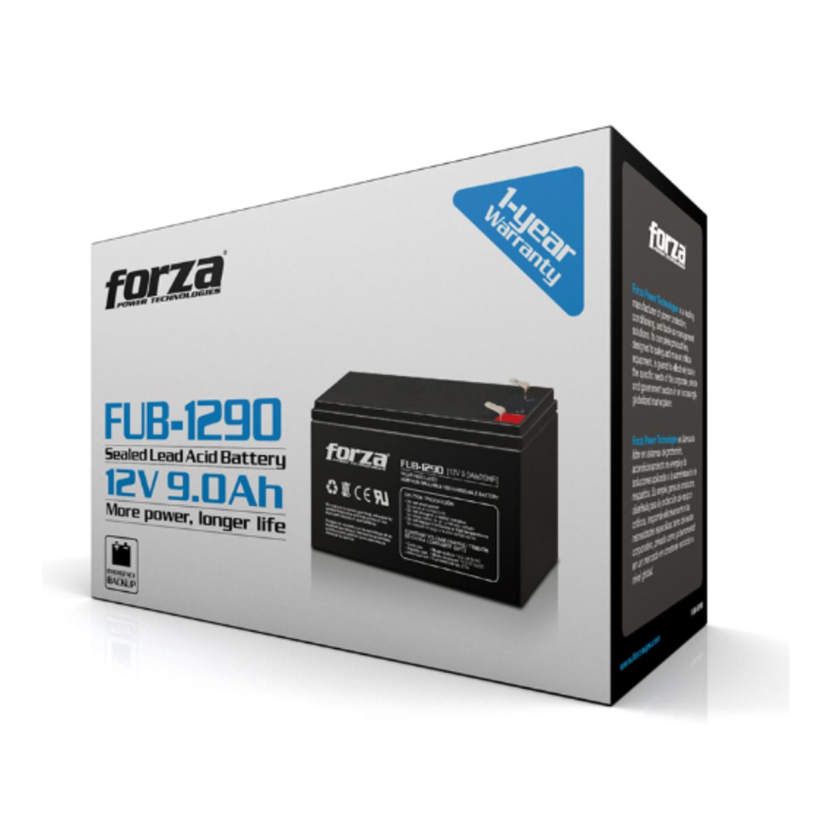 FORZA - Batería FUB-1290 Forza Plomo-Ácido 12v 9 Ah Negro