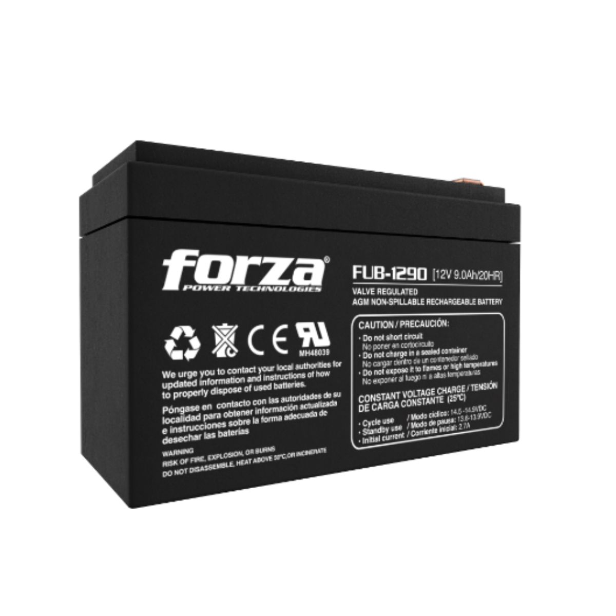 FORZA - Batería FUB-1290 Forza Plomo-Ácido 12v 9 Ah Negro
