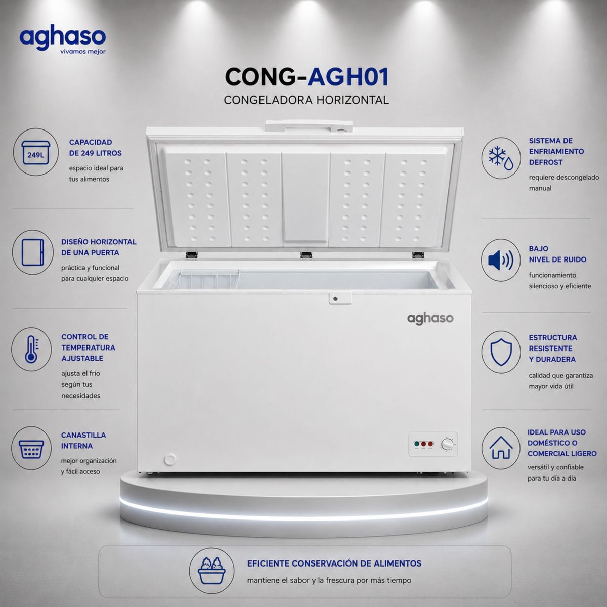 AGHASO - CONGELADORA BLANCA CONG-AGH01 249 LITROS BLANCO AGHASO