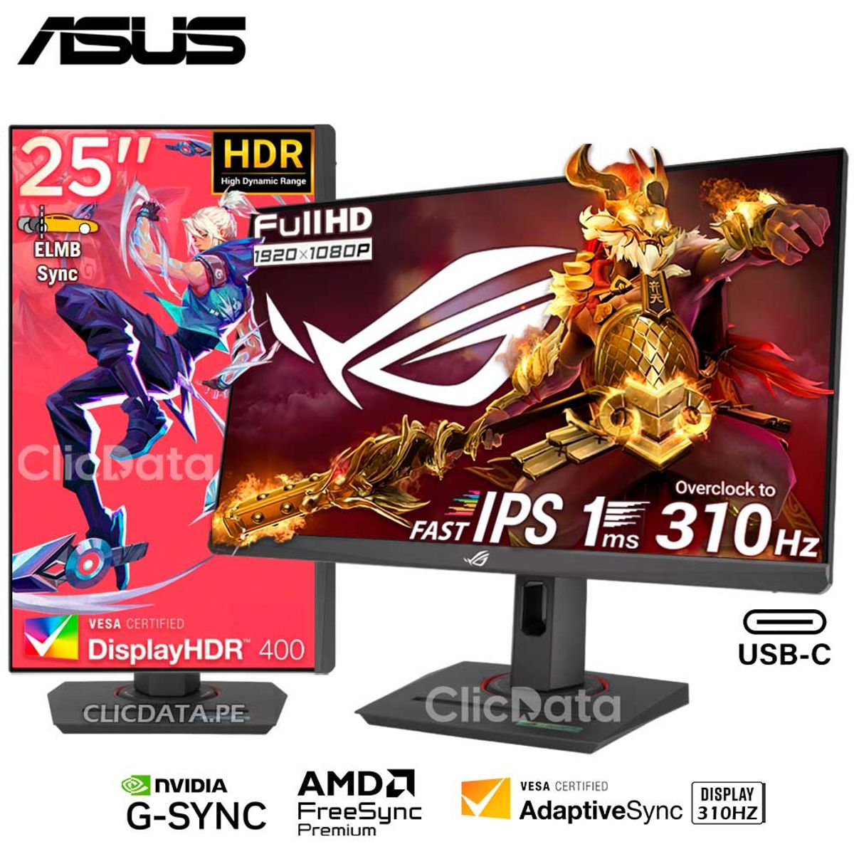 ASUS - Monitor ASUS ROG STRIX XG259CMS, 24.5 FAST IPS, FHD, 310Hz OC, 1ms, G-Sync