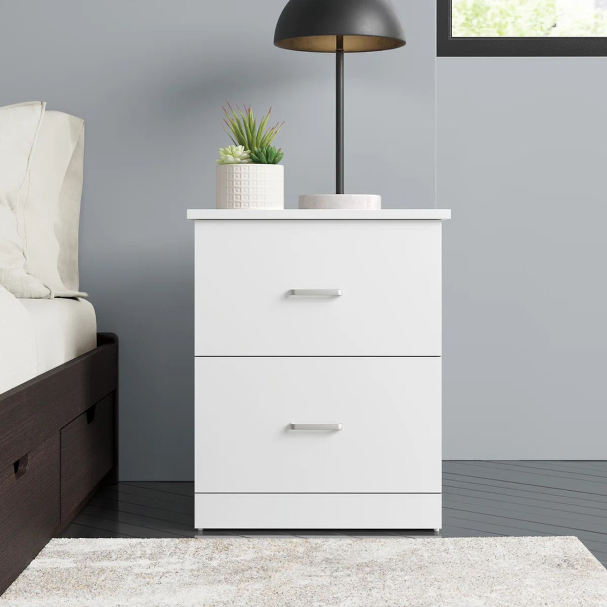 R&R MUEBLES - Mesa de Noche Moderno Dustin Blanco R&R Muebles