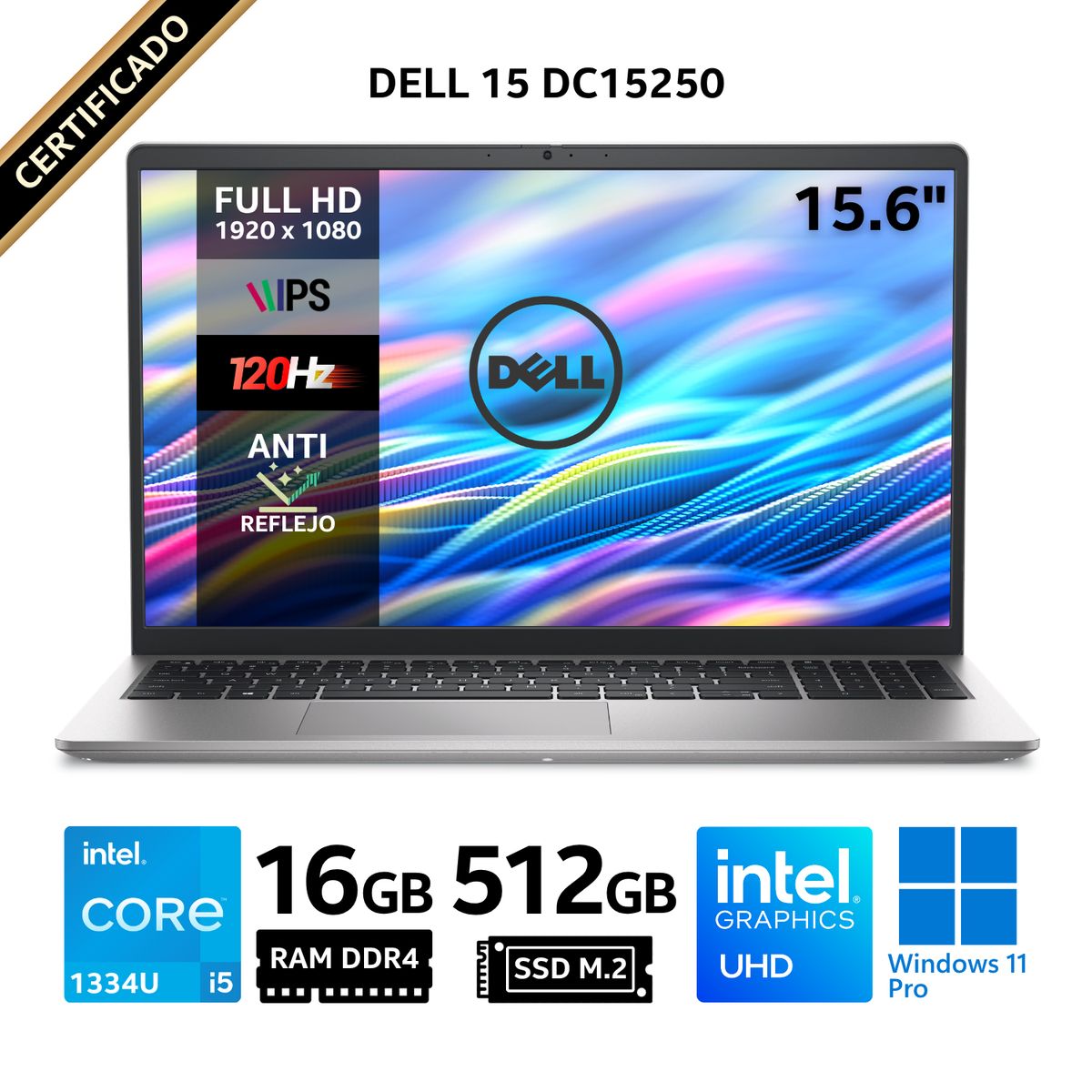 DELL - Laptop Dell 15 DC15250, 15.6" FHD IPS, Core i5 1334U 13va GEN, RAM 16GB, SSD 512GB, Windows 11 Pro