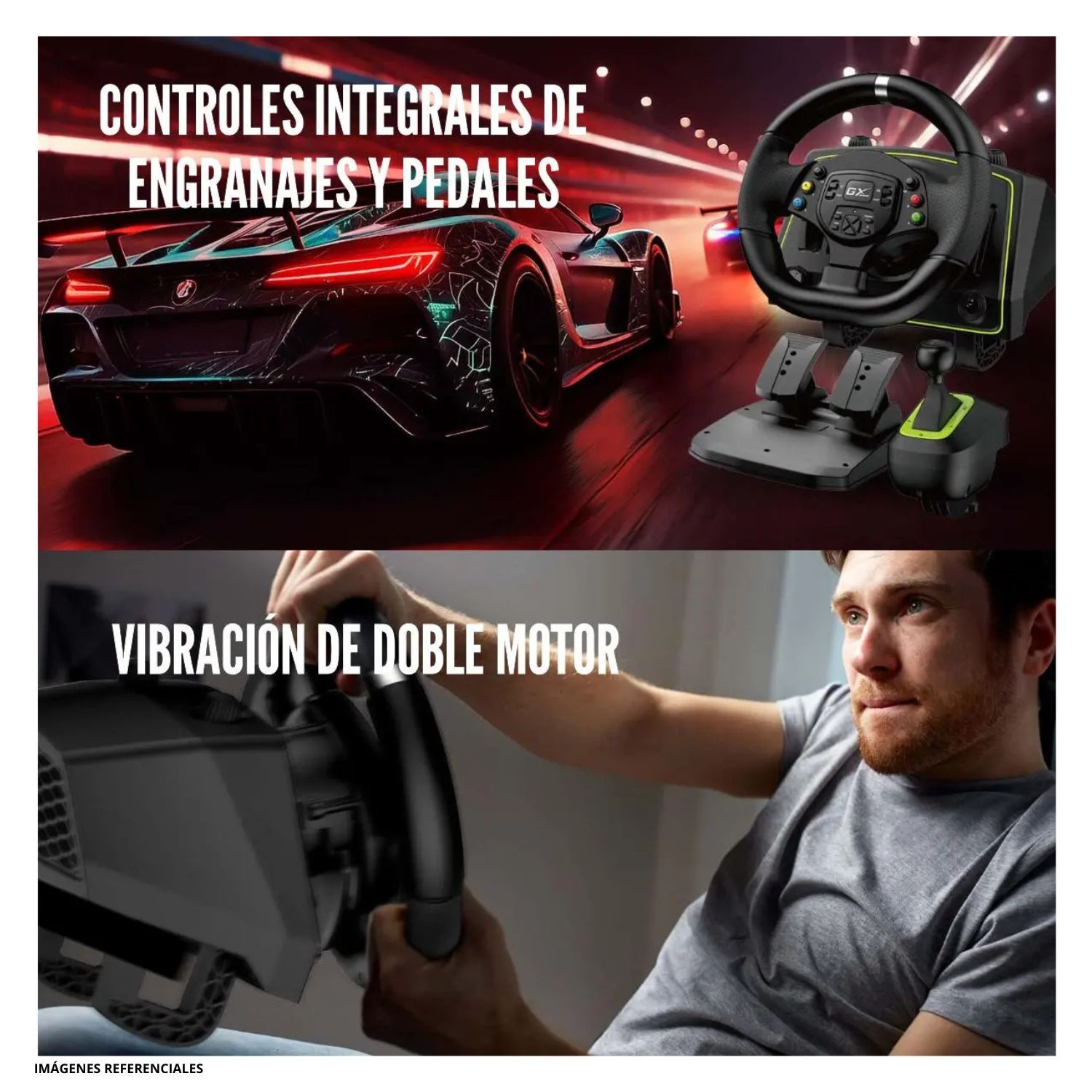 Set Volante Gaming SpeedMaster X2 con Pedales y Cambios para PC PS4 Xbox Switch 7
