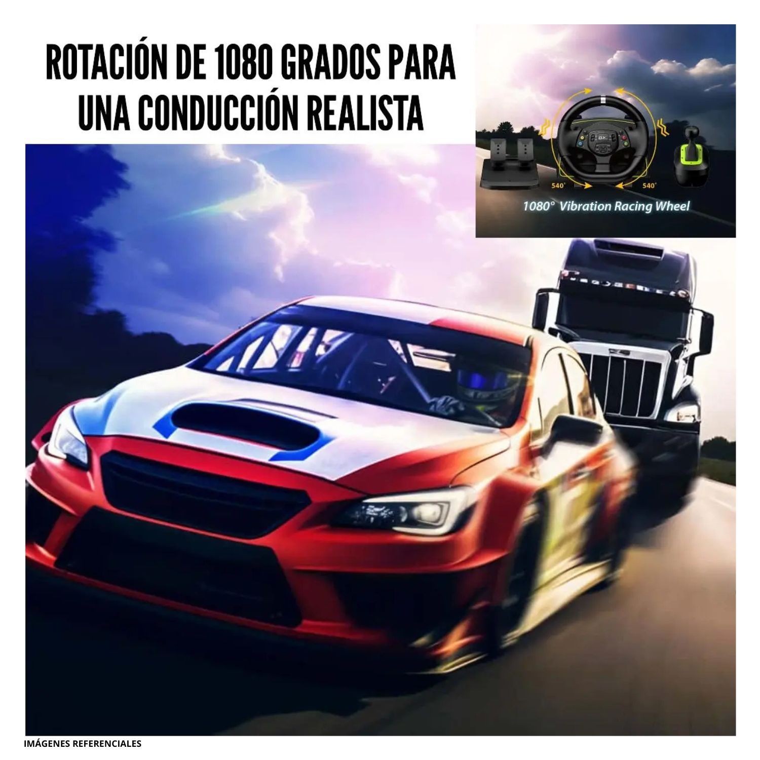 Set Volante Gaming SpeedMaster X2 con Pedales y Cambios para PC PS4 Xbox Switch 8