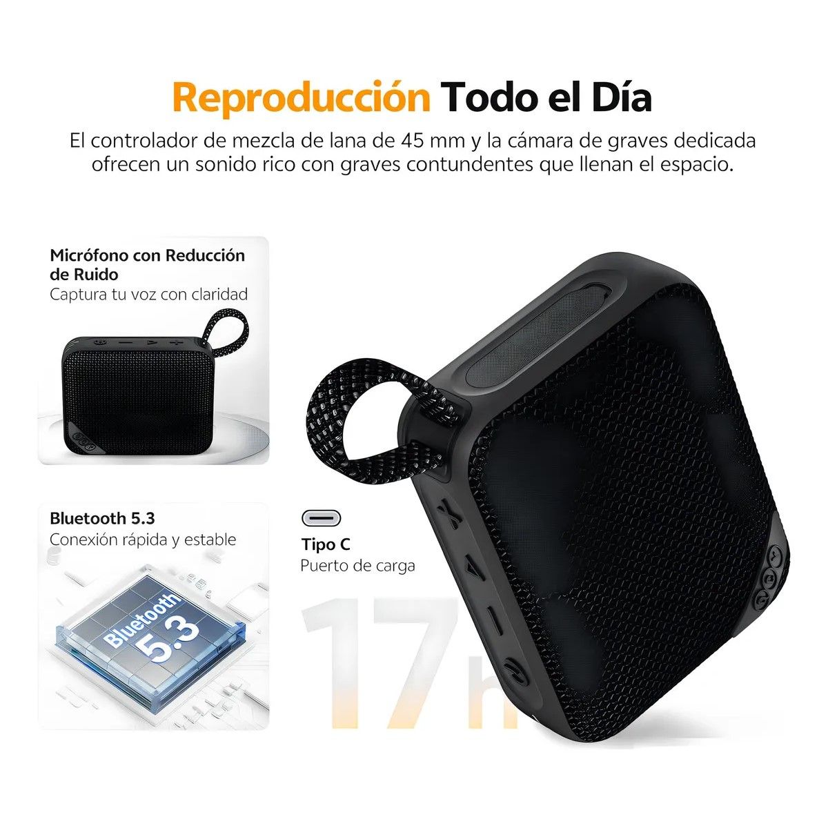 QCY - Parlante QCY Altavoz SP2 5w Bluetooth 5.3 Negro