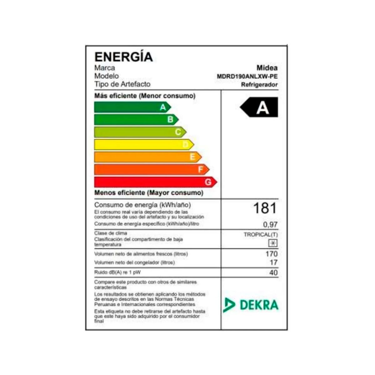 MIDEA - Refrigeradora Monopuerta 187L Negra MDRD190ANLXW
