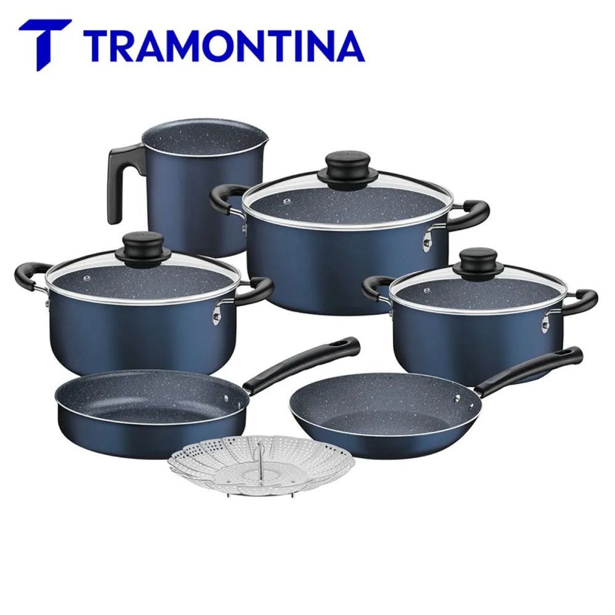 TRAMONTINA - Juego de Ollas Tramontina 10 Piezas Max Azul Antiadherente