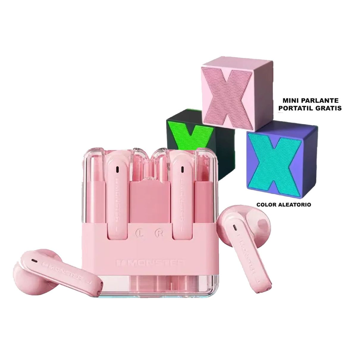 MONSTER - Combo Audifonos Monster Airmars XKT12 Rosado + Parlante X1