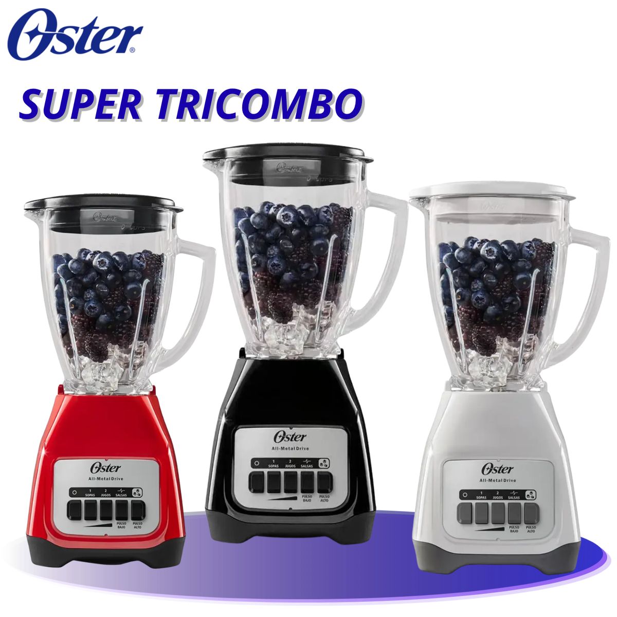 OSTER - Licuadora Oster de 2 Velocidades + Licuadora 2 Velocidades blanca + Licuadora Oster BLSTKAGBPB  negra