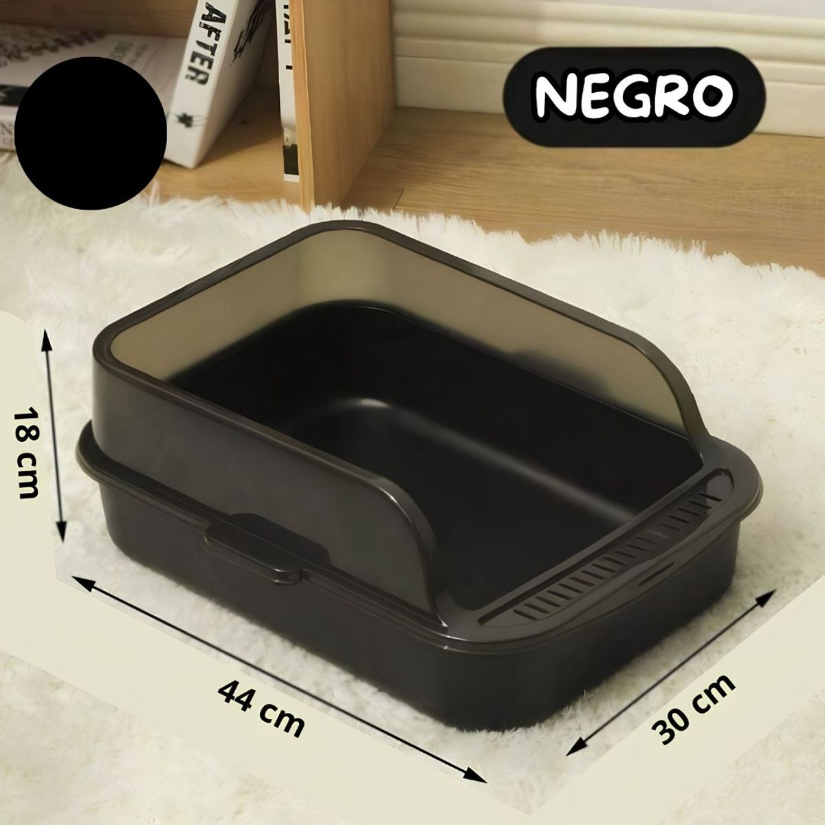 GENERICO - Arenero Práctico SEMI ABIERTO Moderno para Gatos NEGRO