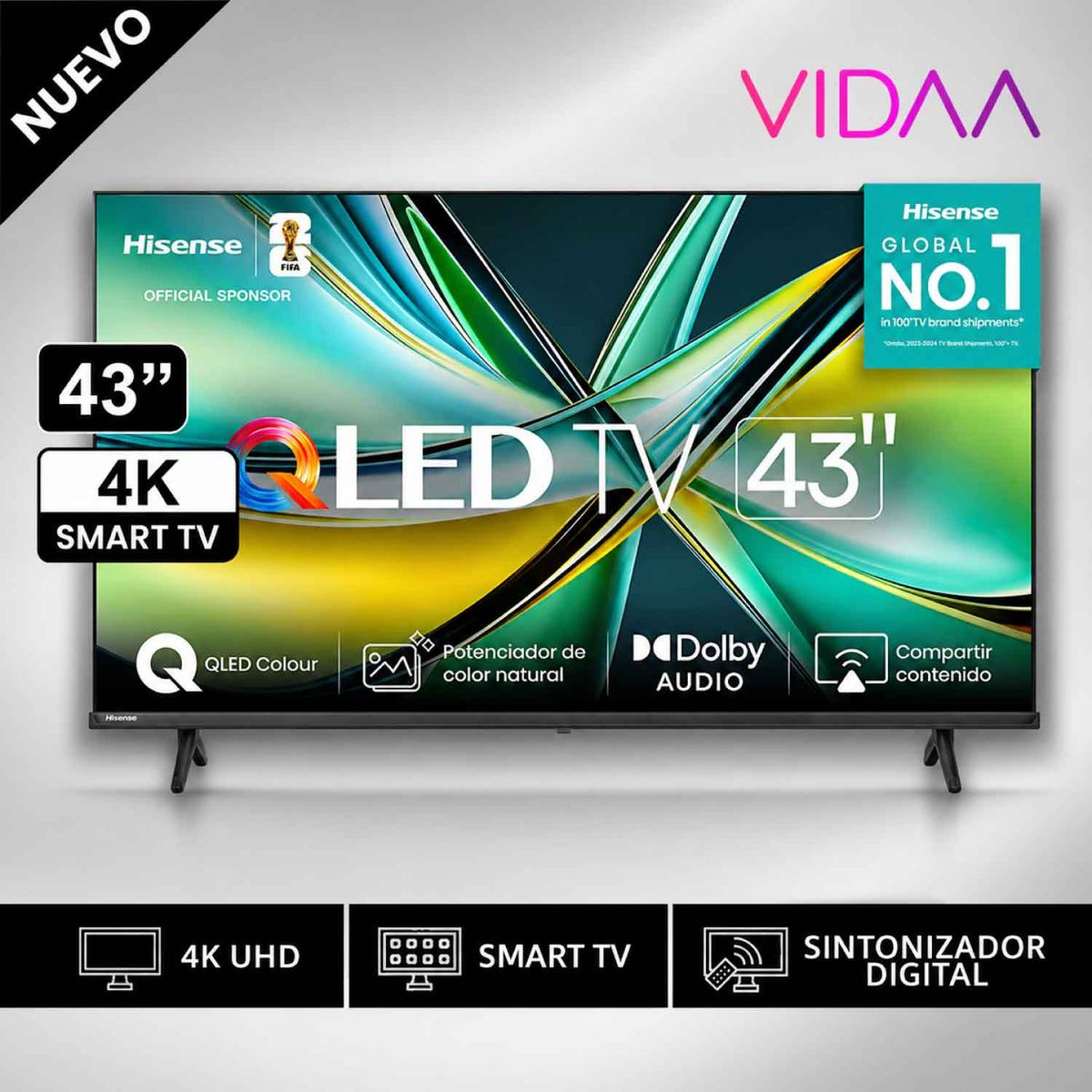 HISENSE - Televisor Hisense Smart TV 43 QLED FHD 43Q4SV