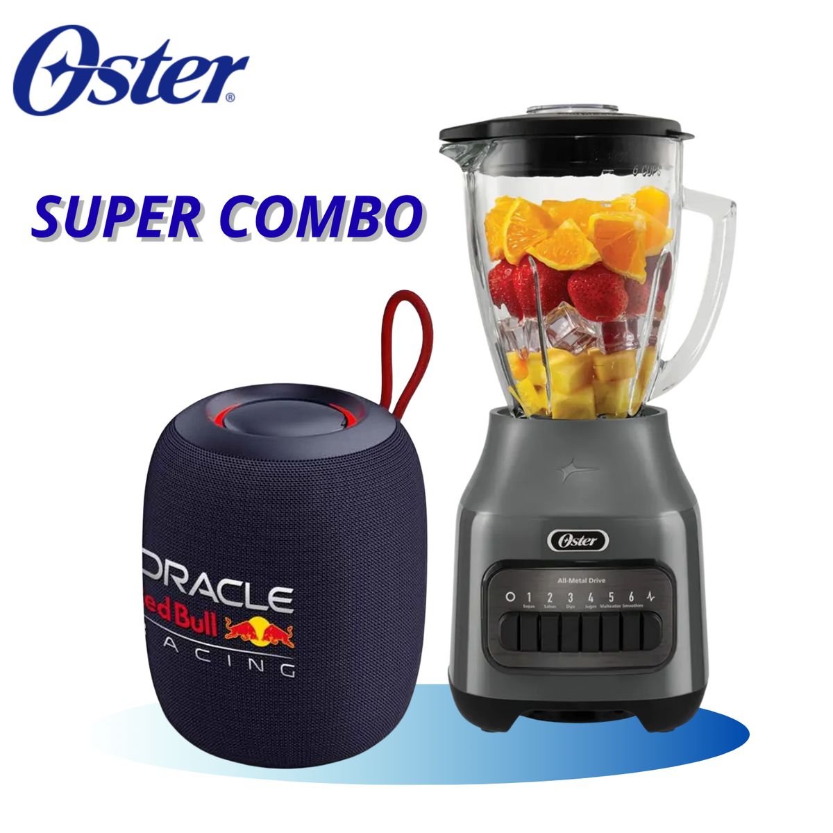 OSTER - Licuadora 1.5L Oster con 6 Velocidades + Parlante RED BULL SK460