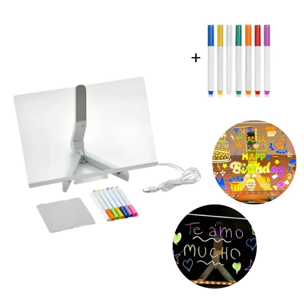 ELECTRONIC ARTS - Pizarra Led Magica Fluorescente + Set de Plumones