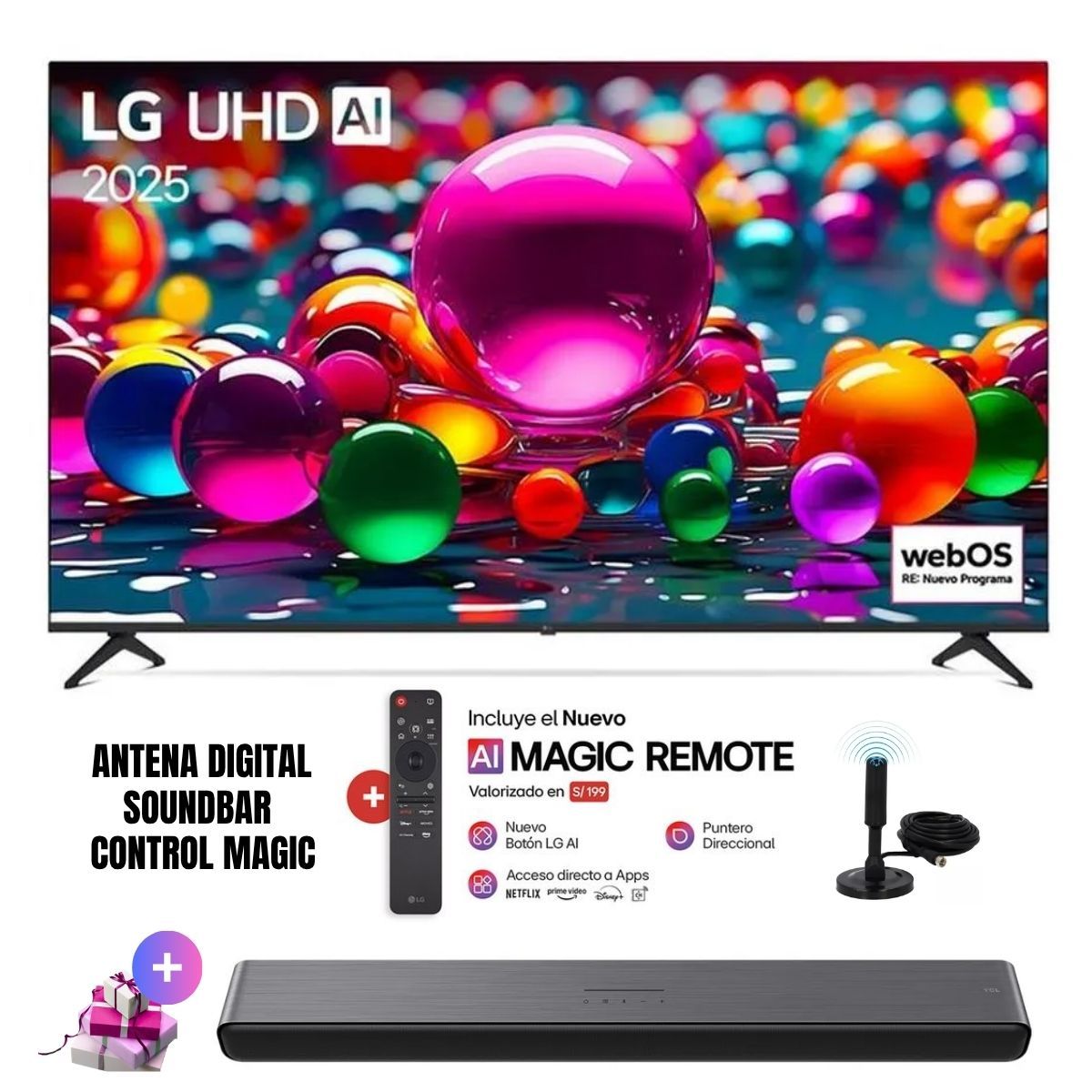 LG - TELEVISOR LG 75 75UA8050PSA UHD 4K SMART TV THINQ AI 2025 + Ant + Magic + Soundbar TCL