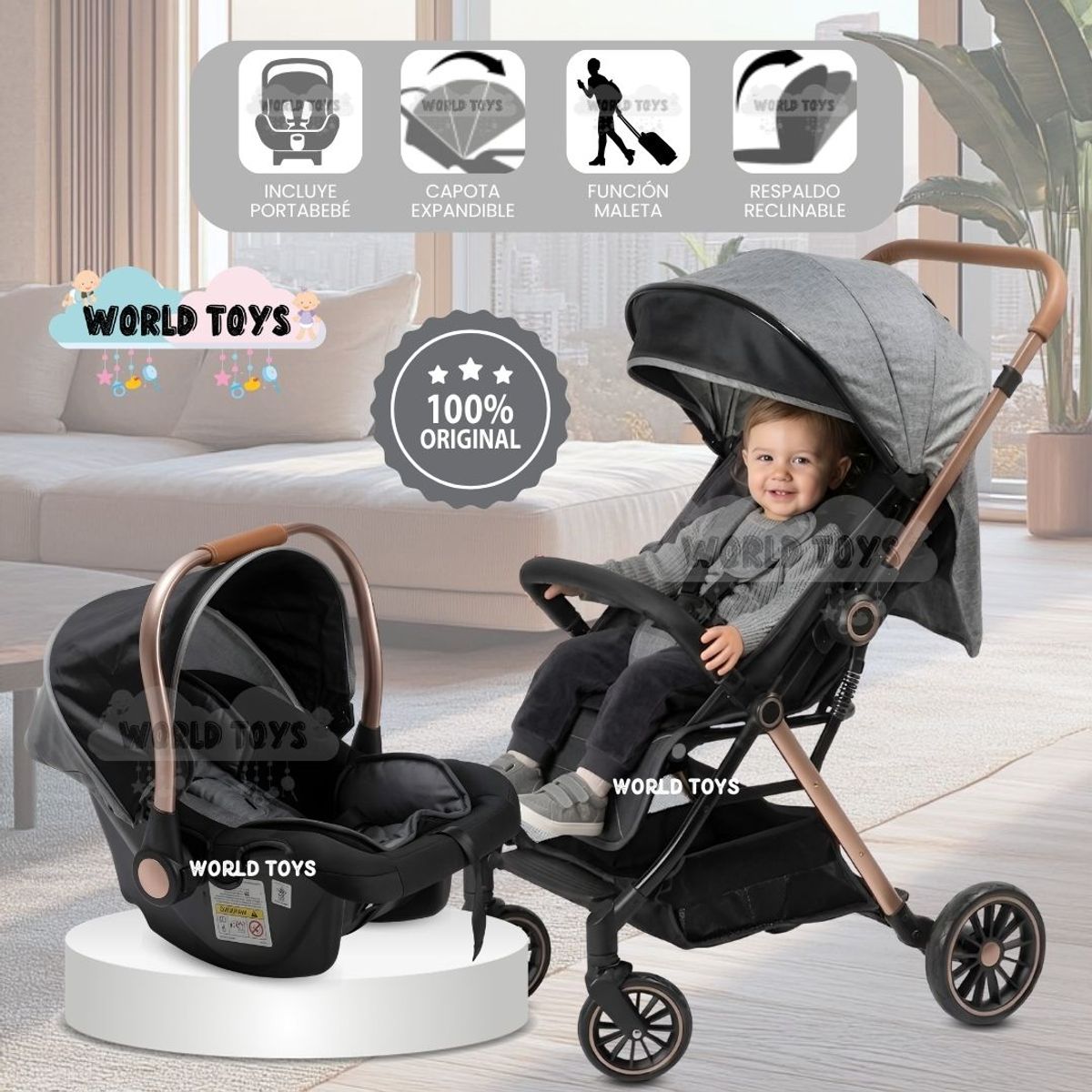BABY - Coche Maleta de Paseo «KIBO PLUS» Edición Exclusiva Gray