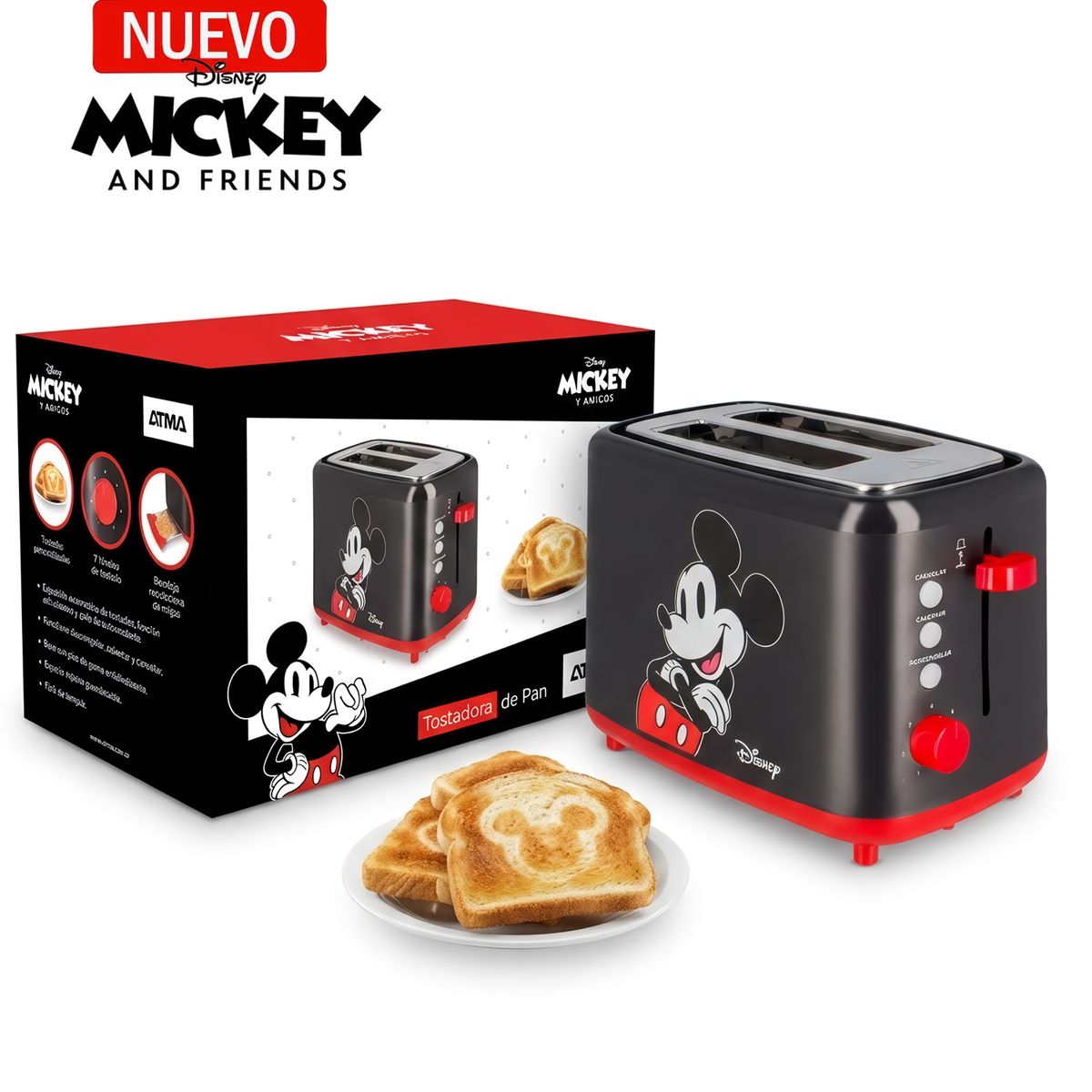 ATMA - Tostadora Eléctrica Atma Disney Diseño Mickey 880W