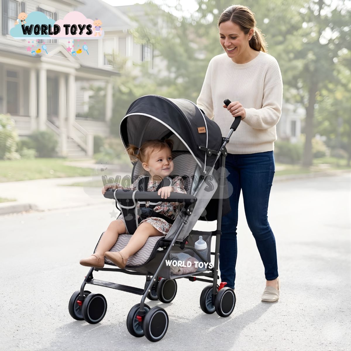 Baby - Coche Bastón Plegado Compacto «LORY» Edición Exclusiva Black