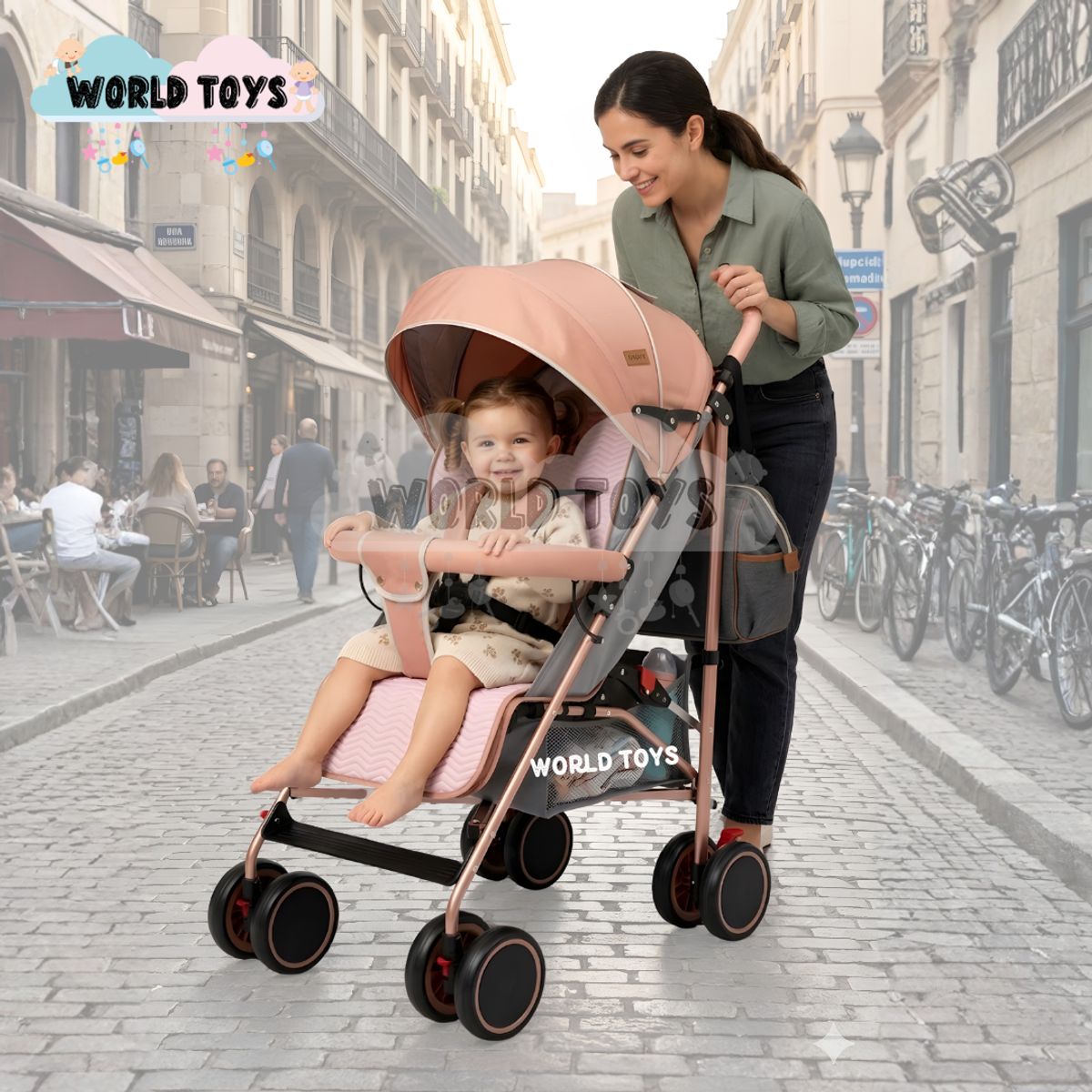 Baby - Coche Bastón Plegado Compacto «LORY» Edición Exclusiva Melón