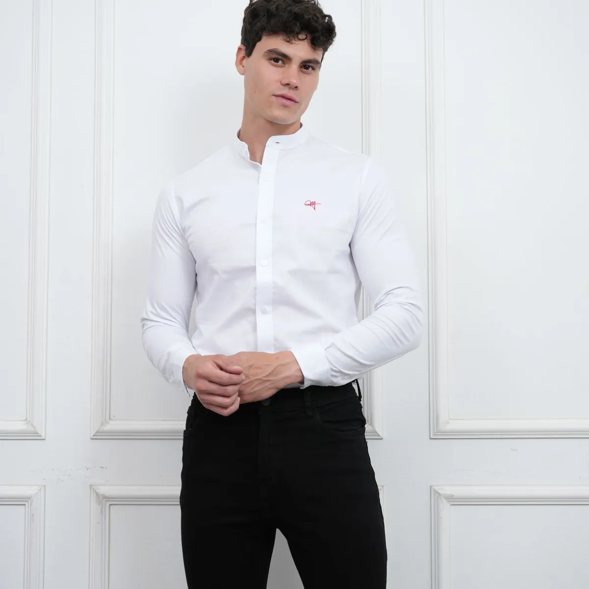 MEHIVIC - CAMISA SLIM FIT HOMBRE CUELLO NERU ALGODÓN POPELINA