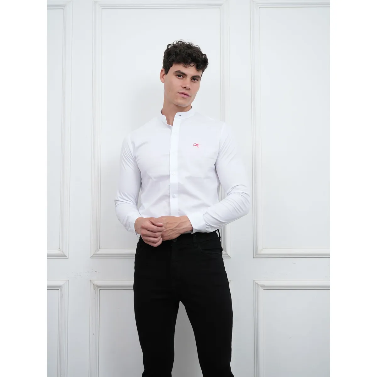 MEHIVIC - CAMISA SLIM FIT HOMBRE CUELLO NERU ALGODÓN POPELINA