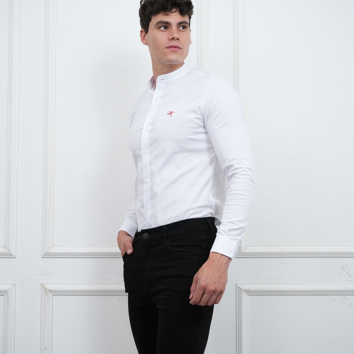 MEHIVIC - CAMISA SLIM FIT HOMBRE CUELLO NERU ALGODÓN POPELINA