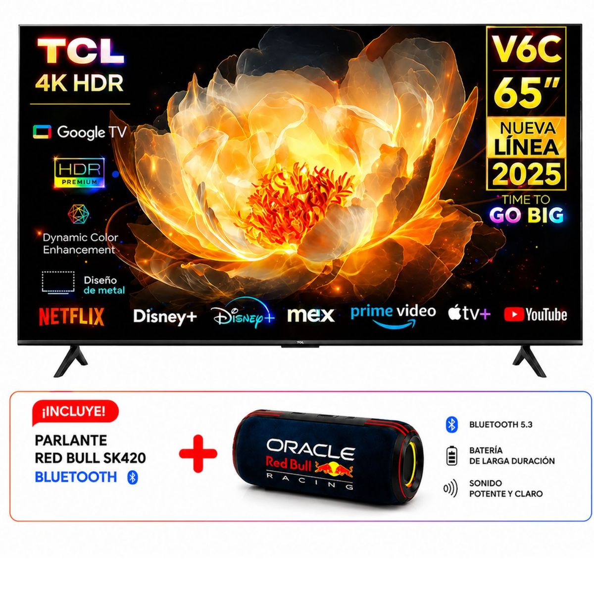 TCL - Televisor TCL 65 UHD 4K Smart TV 65V6C + Parlante