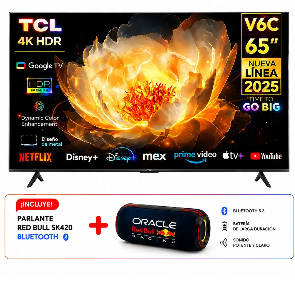 TCL - Televisor TCL 65 UHD 4K Smart TV 65V6C + Parlante