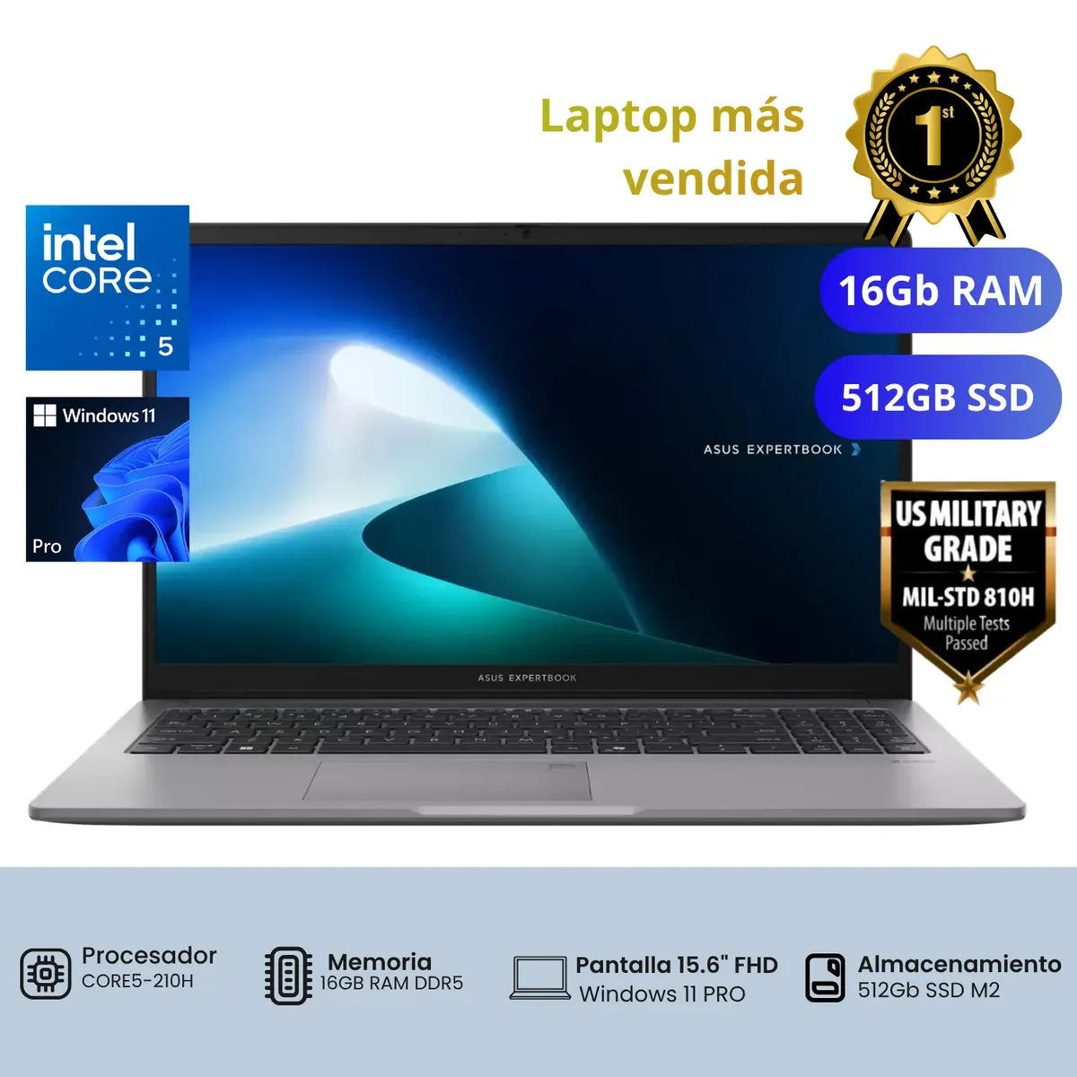 ASUS - Laptop ASUS ExpertBook P1503CVA  Intel Core5-210H 16GB 512GB 15.6" 