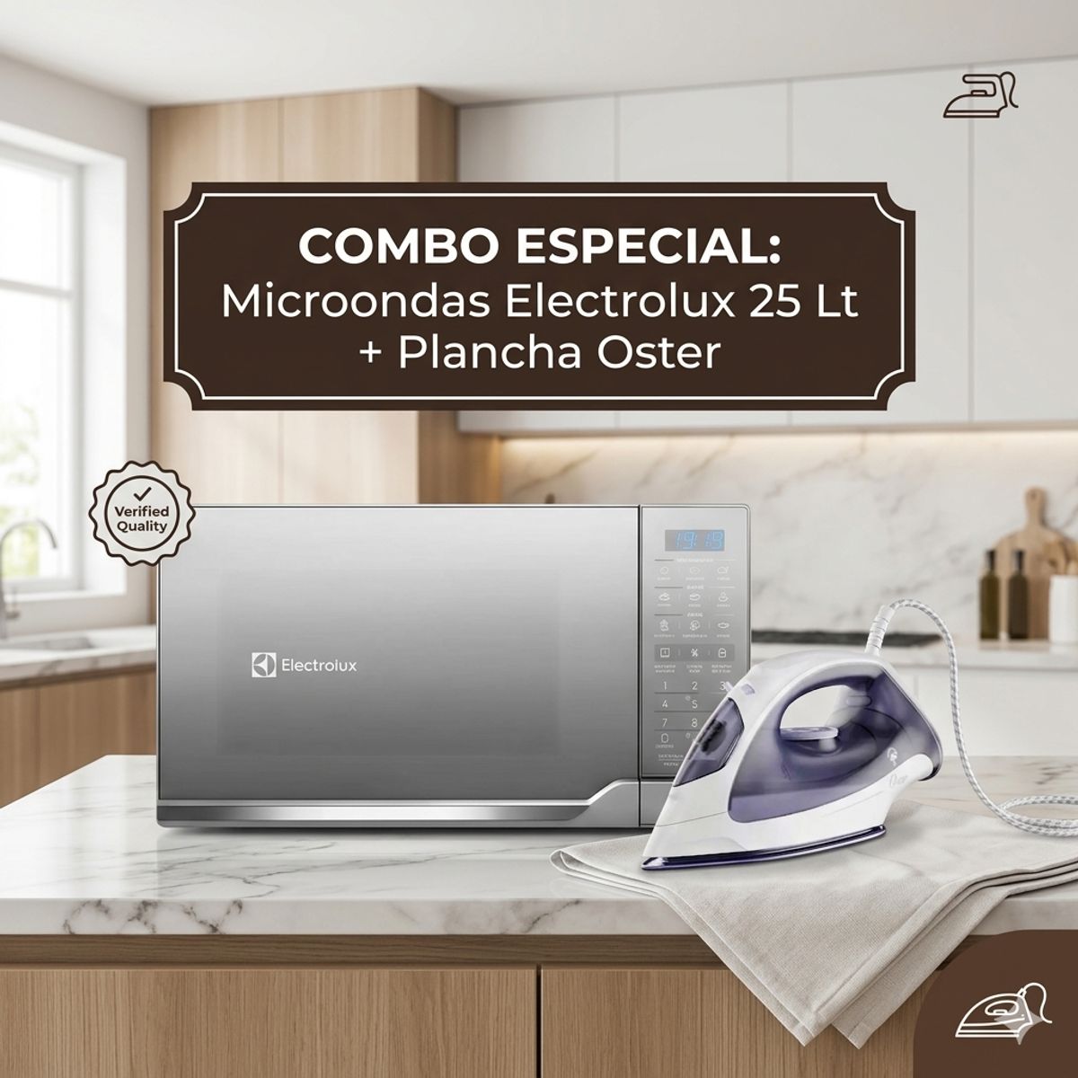 ELECTROLUX - Microondas Electrolux 25 litros Gris EMDO25S2GSRUG + Plancha Oster Perla 1200 W GCSTBS3802-053