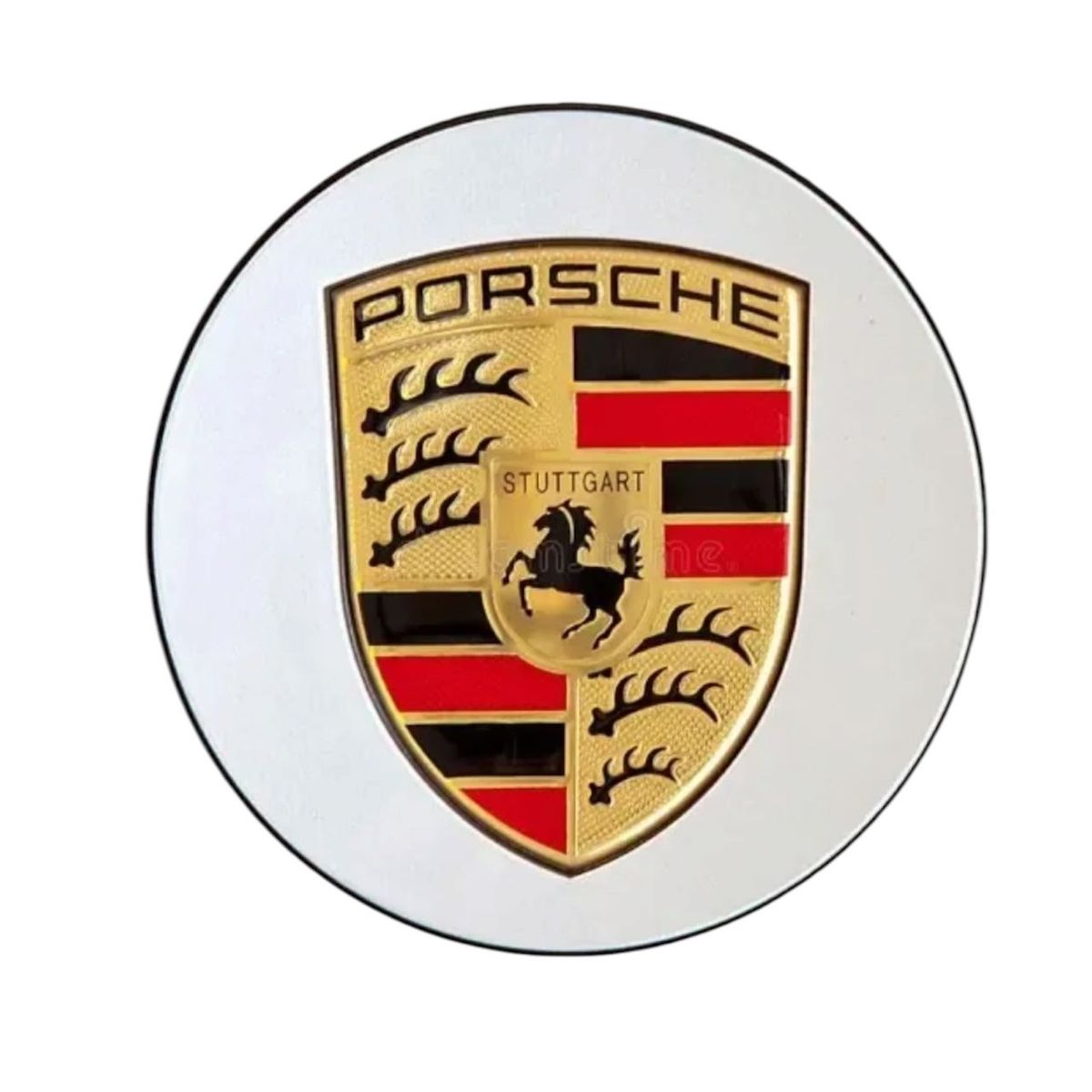 GENERICO - SET DE TAPA DE ARO Porsche Plateada con Escudo