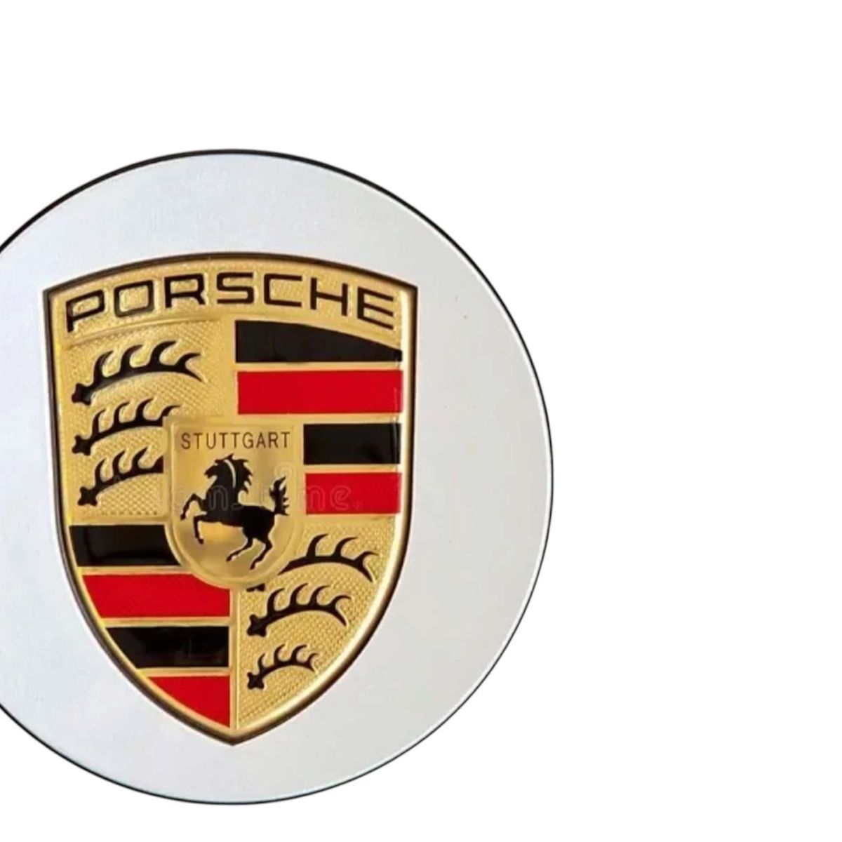 GENERICO - SET DE TAPA DE ARO Porsche Plateada con Escudo