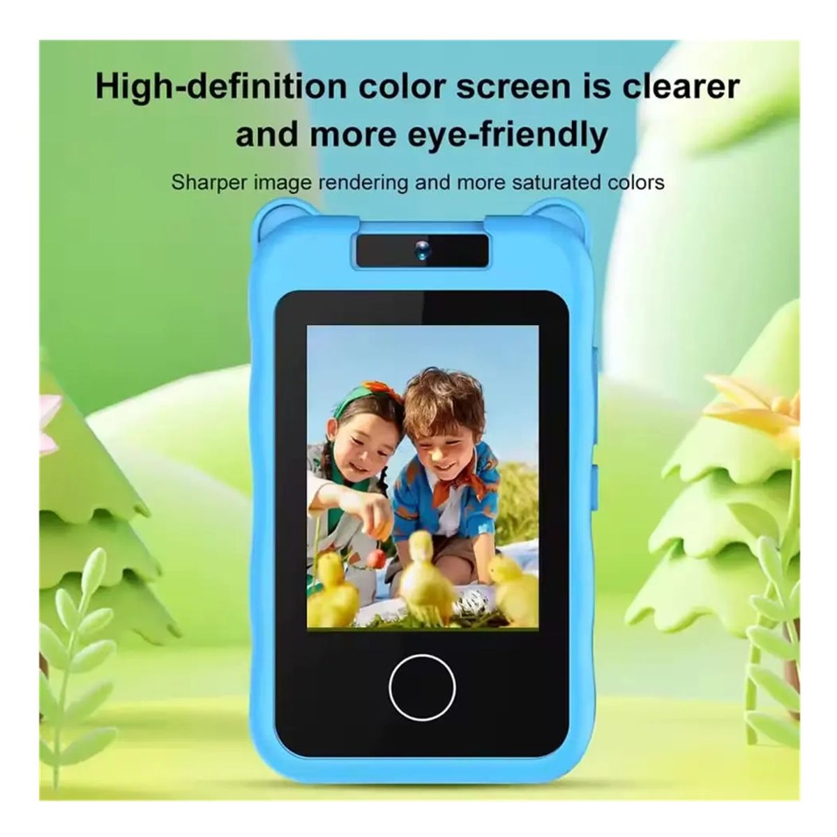 GENERICO - CAMARA DIGITAL PARA NIÑOS CON CAMARA REVERSIBLE Y JUEGOS CELESTE