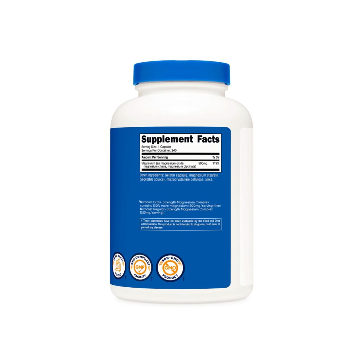 Nutricost - Magnesium Complex 500 mg Complejo de Magnesio 240 capsulas