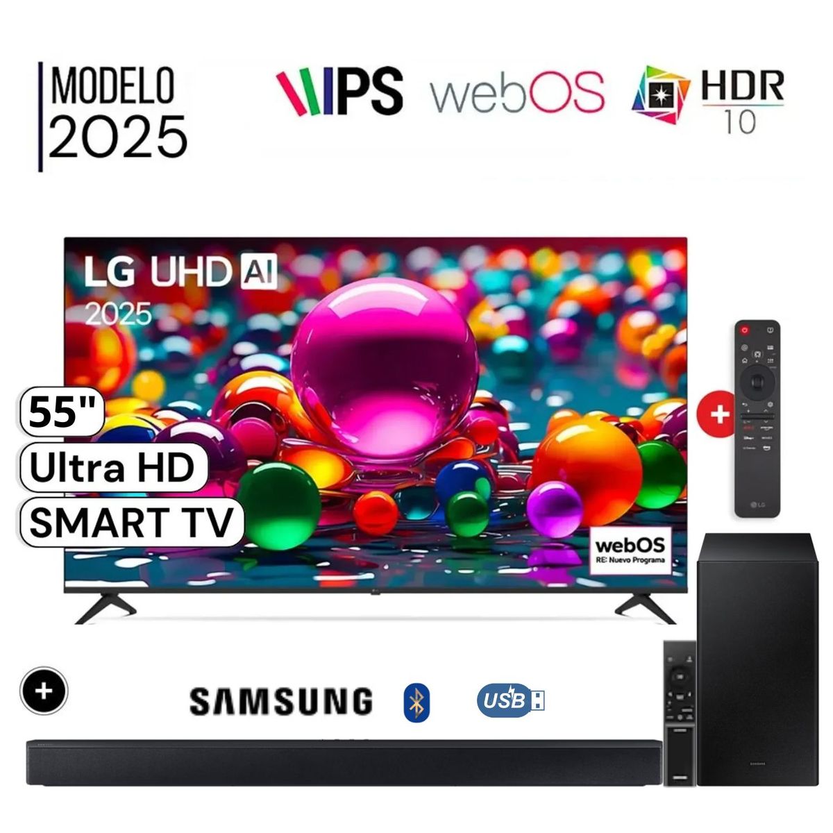 LG - Televisor LG LED 55¨ Smart UHD 4K Thinq Ai 55UA8050PSA + Soundbar HW-B450