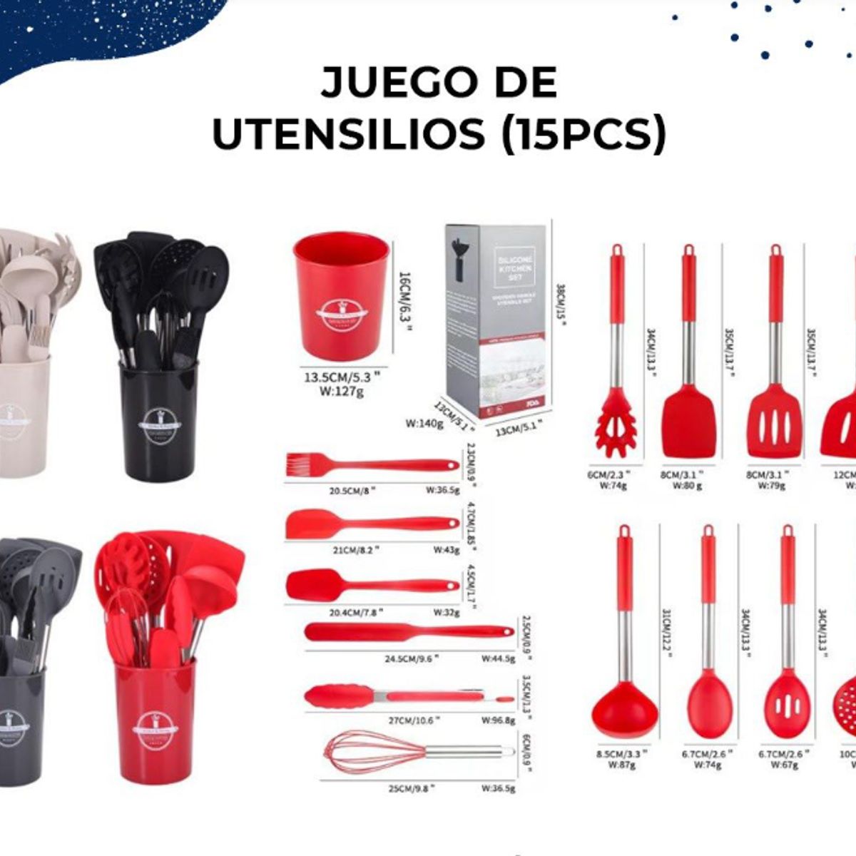 GENERICO - JUEGO DE UTENSILIOS DE COCINA