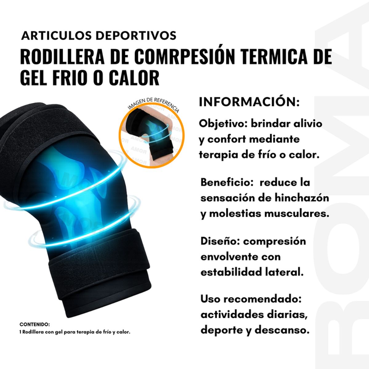 GENERICO - RODILLERA DE COMPRESIÓN TERMICA DE GEL FRIO CALOR